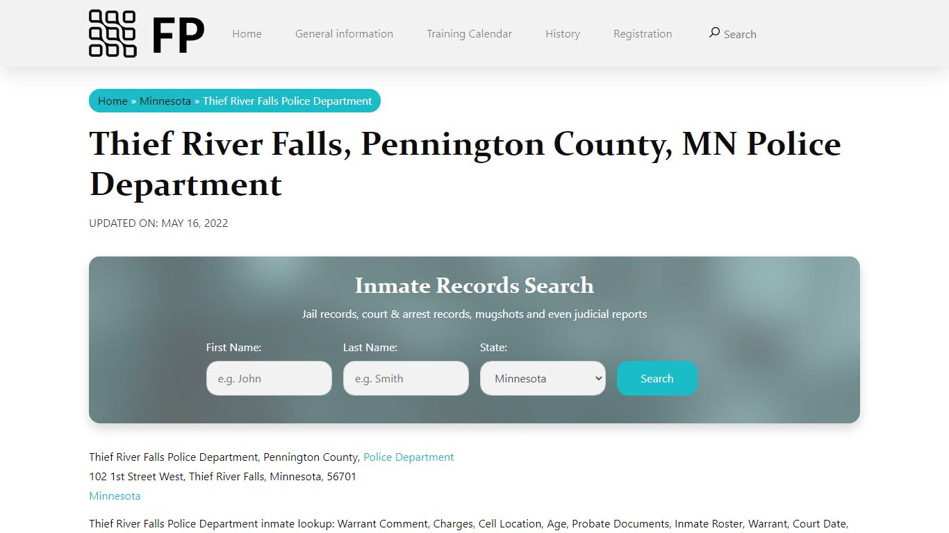 Thief River Falls, MN Police - City Jail Inmates, Arrests